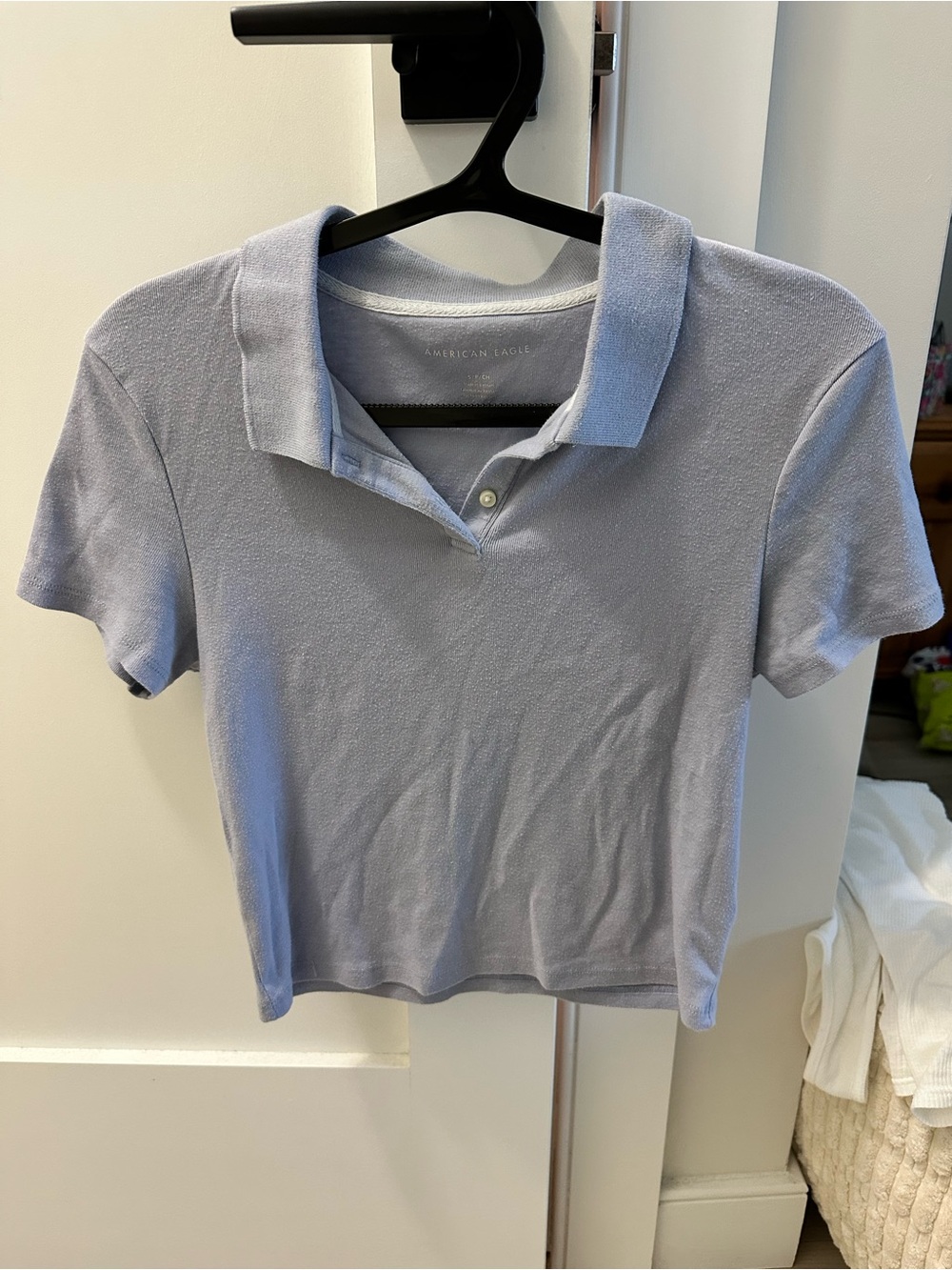 American Eagle Outfitters Light Lavender/Blue Polo Crop Top